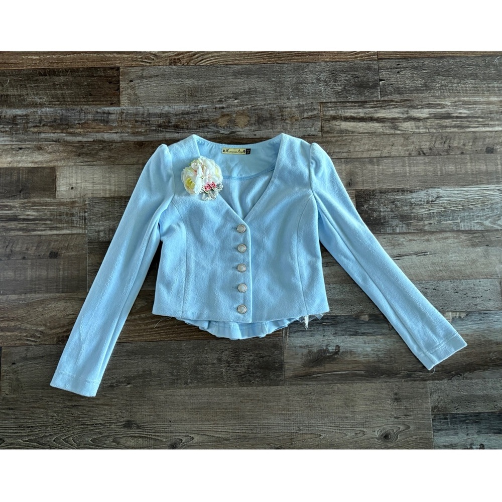 NWOT LITTLE LADY Powder Blue Cotton Velvet Dressy Blazer 9 134